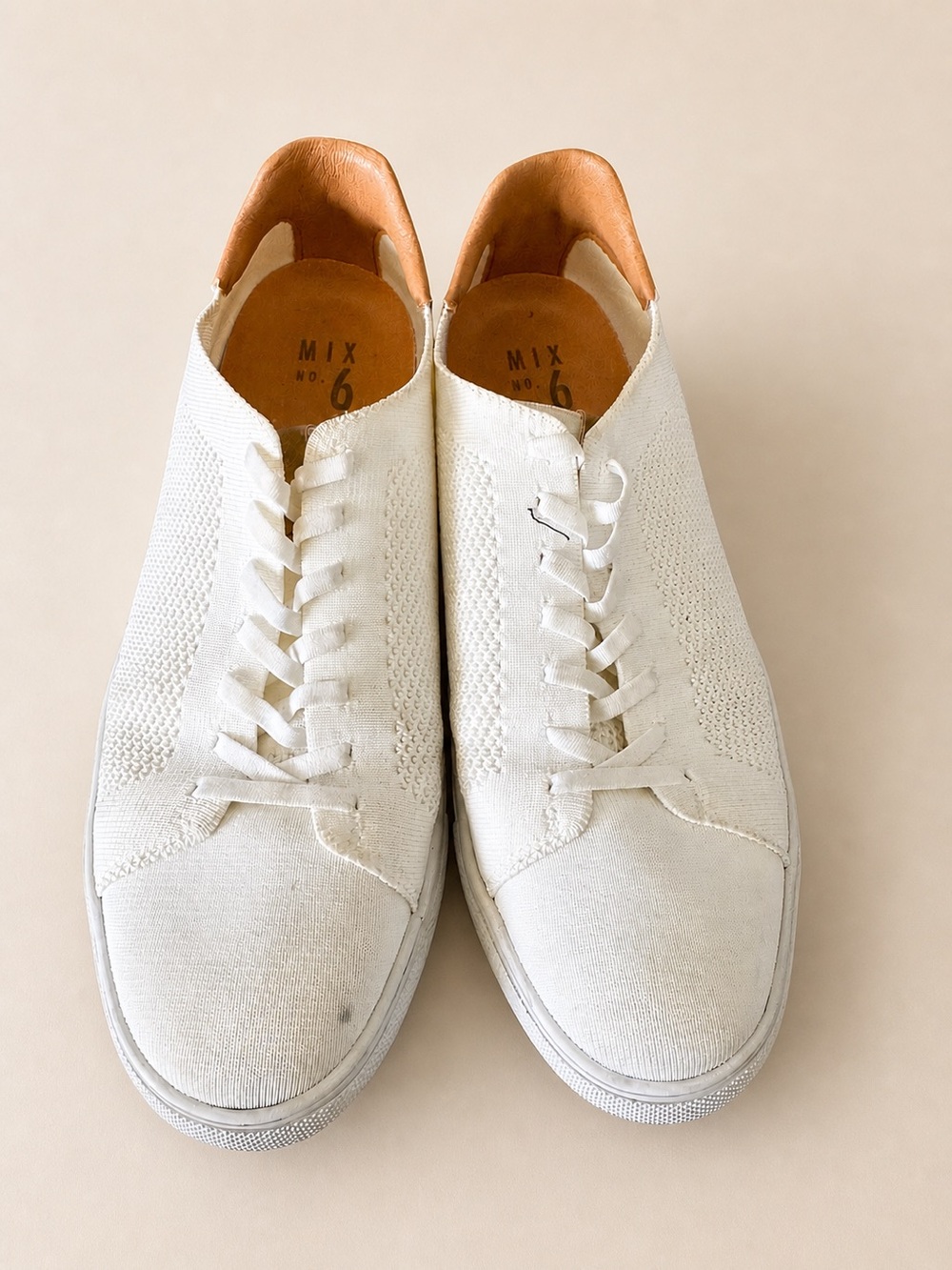 Mix No. 6 Men’s White Knit Lace Up Sneakers Size 10